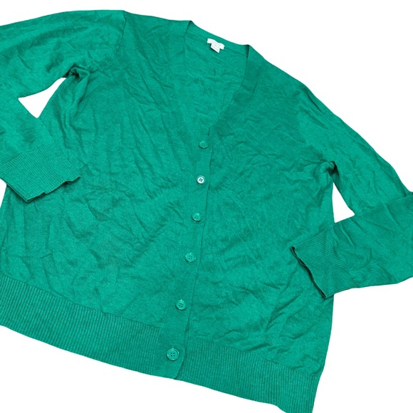 🍀 J.Crew Green 100% Merino Wool Cardigan Sweater Women’s Size XL - Picture 6 of 16